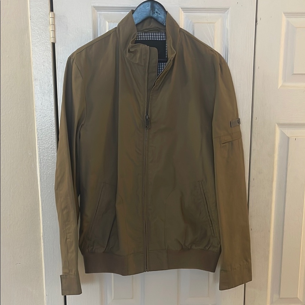 Ben Sherman Bomber Jacket With Stand-Up Collar Size Medium In Tan